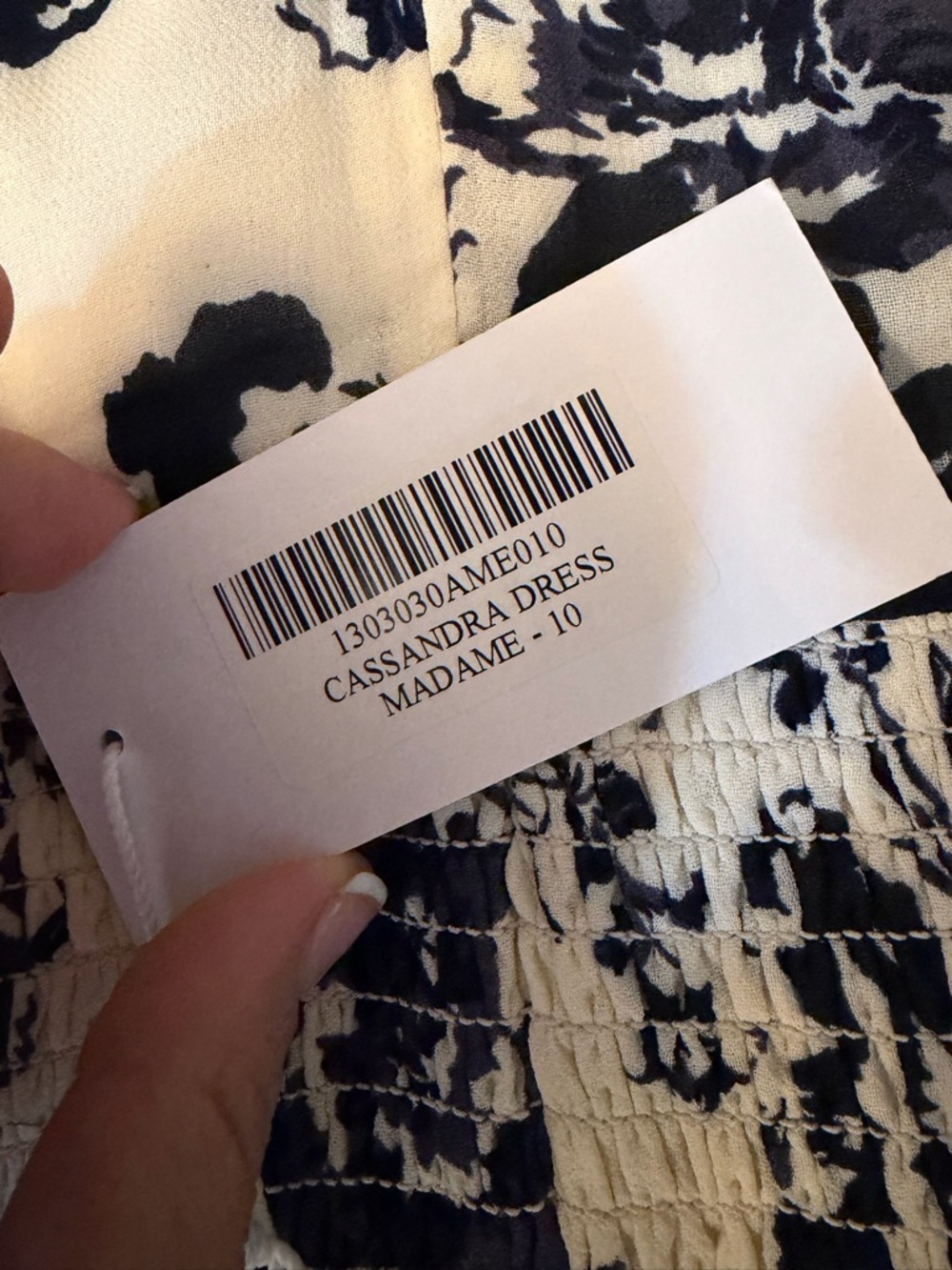 Reformation Cassandra Midi Dress Toile Print Navy White Size 10 - Picture 12 of 12